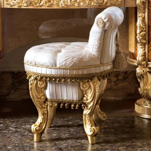 High End Classic Mahogany <b>Dressing</b> <b>Table</b> Hand-Carved Mirror Gold Cream Finish Luxury Vanity <b>Table</b> for Villa Hotel Interior - Product Image 3