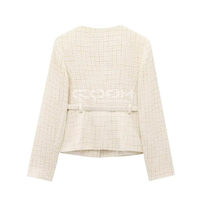 Cosh International Delta Sigma Sorors Embroidery <b>Women</b> Tweed Crop <b>Jacket</b> Cotton Polyester Blazer Full Sleeve Sorority Coat - Product Image 3