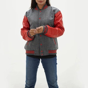 Veste universitaire pour femme, personnalisable, brodée, en mélange de laine avec manches en cuir, vêtement d'extérieur universitaire, service d'échantillons OEM ODM - Product Image 3