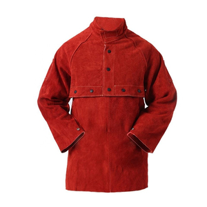 Your Own Logo Design <b>Men</b> Wear Fashionable Working Wear <b>Leather</b> Welding Work <b>Jacket</b> With Pockets Low MOQ - Product Image 2