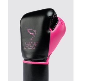 ถุงมือชกมวย Personalized Fly Superloop Pro X2 สีดำชมพู หนังวัวแท้ สำหรับฝึกซ้อมซานด้า สายรัดข้อมือปรับได้แบบตะขอเกี่ยว - Product Image 2