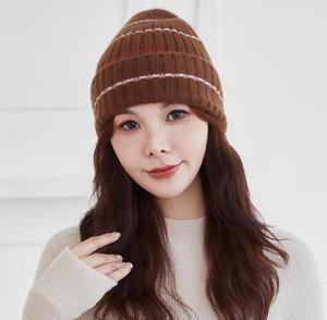 Unisex Jacquard Knitted Earflap <b>Hat</b> 100% Acrylic Striped Pattern Casual <b>Winter</b> for Children Adjustable Head Circumference - Product Image 2