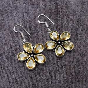Handmade Citrine Flower Earrings 925 Sterling Silver Gemstone <b>Jewelry</b> Elegant Women Gift Unique Nature <b>Inspired</b> Design - Product Image 5
