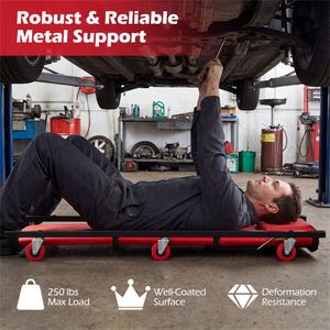 Sgabello da Lavoro per Riparazioni Auto, Regolabile a 4 Livelli, con 6 Ruote Girevoli e Schienale Imbottito Spesso e Confortevole - Product Image 5