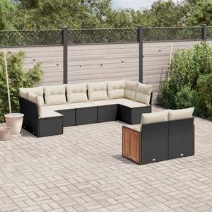 Conjunto de Sofás Modulares Grandes de Ratán Sintético Negro para Jardín - Product Image 1