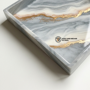 Bandeja de Almacenamiento Cuadrada Moderna de Resina al por Mayor, Plato Decorativo Personalizado con Diseño de Mármol Gris, Artesanía de Resina Premium para Empresas - Product Image 5