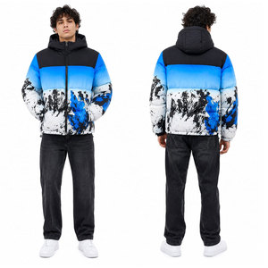 Pakistan Manufacture Men's Puffer <b>Jacket</b> Winter Resistant <b>Packable</b> and Lightweight with Hood Custom Plus Size Argyle Pattern - Product Image 4