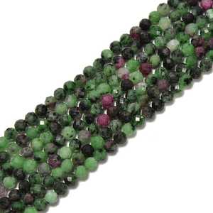 Cuentas redondas microfacetadas de zoisita rubí natural, cuentas sueltas de piedras preciosas de rubí para la fabricación de joyas, 2MM 3MM 4MM, mayorista, 12.5 pulgadas - Product Image 6