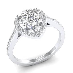 Anillo de compromiso REYES de alta calidad en plata de ley 925 con certificado GRA, joyería fina con corte de pera, moissanita de 2.29 quilates y halo, para ella. - Product Image 2