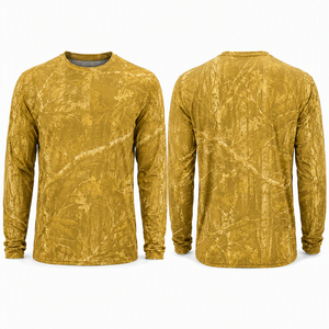 T-shirt camouflage à manches longues pour homme, col rond, coupe classique, séchage rapide, 100 % polyester tricoté, imprimé décontracté - Product Image 3