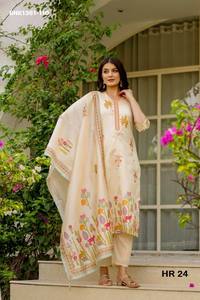 Beautiful Latest Viscose Assam Silk with Printed & Embroidery <b>Beads</b> Stitch work Readymade Kurti-Pant-Dupatta Wholesale Supply - Product Image 3