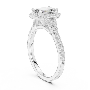 1ct <b>Emerald</b> Cut Lab Grown Diamond Halo Engagement <b>Ring</b> 14K 18K Solid Gold Split Shank Pave <b>Band</b> Bridal <b>Ring</b> for Women - Product Image 5