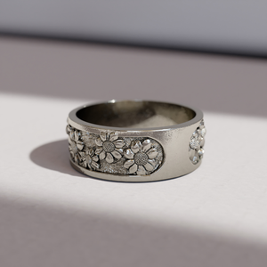 Vintage Handmade Boho 925 Silver Flower <b>Plain</b> Band <b>Ring</b> Carved Statement for Women Party Gift 5 Gram - Product Image 3