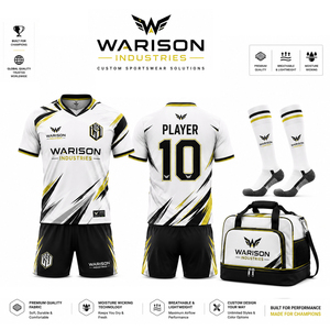 High Quality Unisex Soccer Uniform Kit Sublimation 100% Polyester Football Teamwear Jersey Short Socks Set - Product Image 5