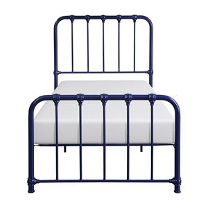 Letto singolo con piattaforma in metallo con finitura blu, letto in una scatola - Product Image 2