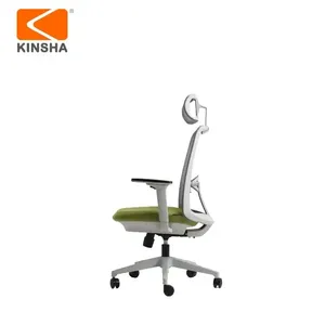 Chaise de bureau ergonomique en maille avec appui-tête et accoudoirs réglables, dossier ouvert, base pivotante en métal, réglage électrique, design moderne - Product Image 6