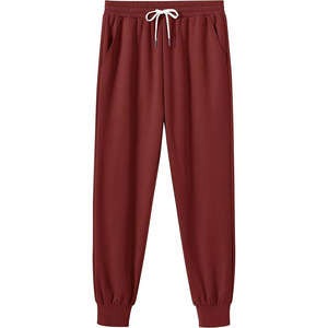 Ensemble de survêtement pour homme, couleur bordeaux, manches longues, demi-zip, avec pantalon à cordon de serrage, couleur unie, vêtements décontractés, saison d'automne - Product Image 3