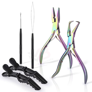 Premium Quality New Set Stainless Steel Hair Extension Tools Full <b>Kit</b> Durable Micro <b>Beads</b> Removal Pliers Hair Pulling Hook - Product Image 1
