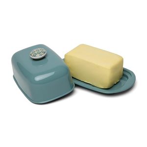 Mantequillera de Metal con Tapa, Rectangular, Color Verde Azulado, Recipiente para Guardar Mantequilla con Tapa Desmontable para Cocina - Product Image 1