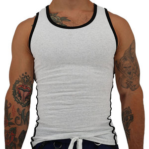 เสื้อกล้ามออกกำลังกายคอกลมปรับแต่งได้ ผ้ายืดอีลาสเทนคุณภาพสูง ผลิตโดยผู้ผลิต OEM สีพื้น แห้งเร็ว - Product Image 1