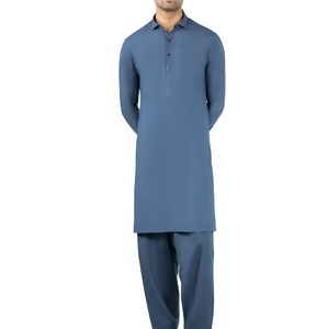 Ropa Musulmana Tradicional Étnica Personalizada, Shalwar Kameez de Algodón, Traje Formal Pakistaní Pathani de 2 Piezas para Hombre, Salwar Kameez Transpirable - Product Image 1