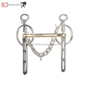 บิตม้า RJ INTERNATIONAL สแตนเลสสตีล พร้อมสายโซ่ที่ปากม้า ประดับทองตรงกลาง - Product Image 2