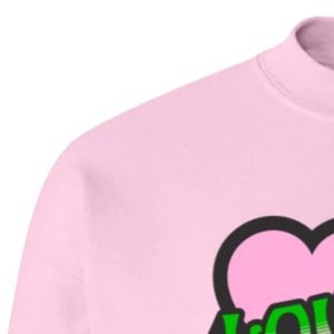 Sudadera de cuello redondo con estampado gráfico Pink Love My Pink & Green, de manga larga, puños acanalados, informal, de forro polar para mujer, estilo urbano. - Product Image 4