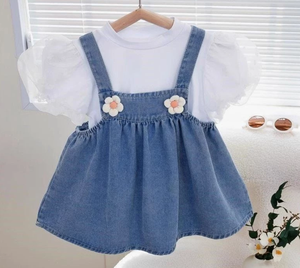 Vestidos Formales de Gasa y Algodón para Niñas, Vestidos de Verano para Fiestas Infantiles, Atuendo de Princesa a la Moda con Estampado Floral - Product Image 1