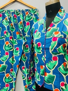 Ensemble de pyjama indien imprimé floral en coton pour femme, grande taille, tenue de détente, pyjama de demoiselle d'honneur, ensemble de pyjama - Product Image 2