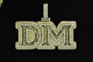 Dvars Diamond Iced Luxury <b>Emerald</b> Moissanite 925 Sterling Silver Gold Plated Rhodium Claw Set Hip Hop Letter <b>Pendant</b> Jewelry - Product Image 2
