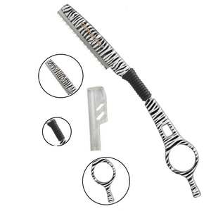 Professional Stainless Steel Hair Thinning <b>Razor</b> Zebra Print Styling <b>Razor</b> Feather Edge Hair Cutting Texturizing <b>Razors</b> - Product Image 4
