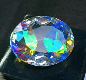 พลอยโทแพซสีรุ้งธรรมชาติทรงรีหลากสี สำหรับทำจี้สร้อยคอ ขายส่ง - Product Image 1
