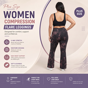 Plus Size Printed Flare Leggings Women High Waist Yoga Compression <b>Pants</b> 100% Polyester <b>Spandex</b> Leggings Gym Workout Flare <b>Pants</b> - Product Image 3