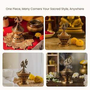 Brûleur en métal artisanal de qualité supérieure, structure résistante à la chaleur, écologique, encens indien pour l'aromathérapie quotidienne et religieuse - Product Image 4