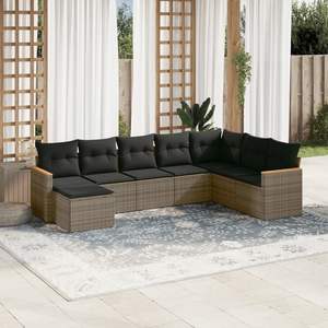 Conjunto de Sofás Modulares Grandes de Ratán PE Gris para Jardín, Colección Premium de Muebles Modulares para Exteriores - Product Image 1