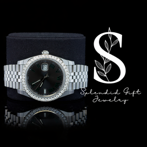 VVS1 Quality for Ice Moissanite Hand Studded Set for Luxury <b>Watches</b> <b>Black</b> Color Steel Customizable Features Mixed Scale - Product Image 1