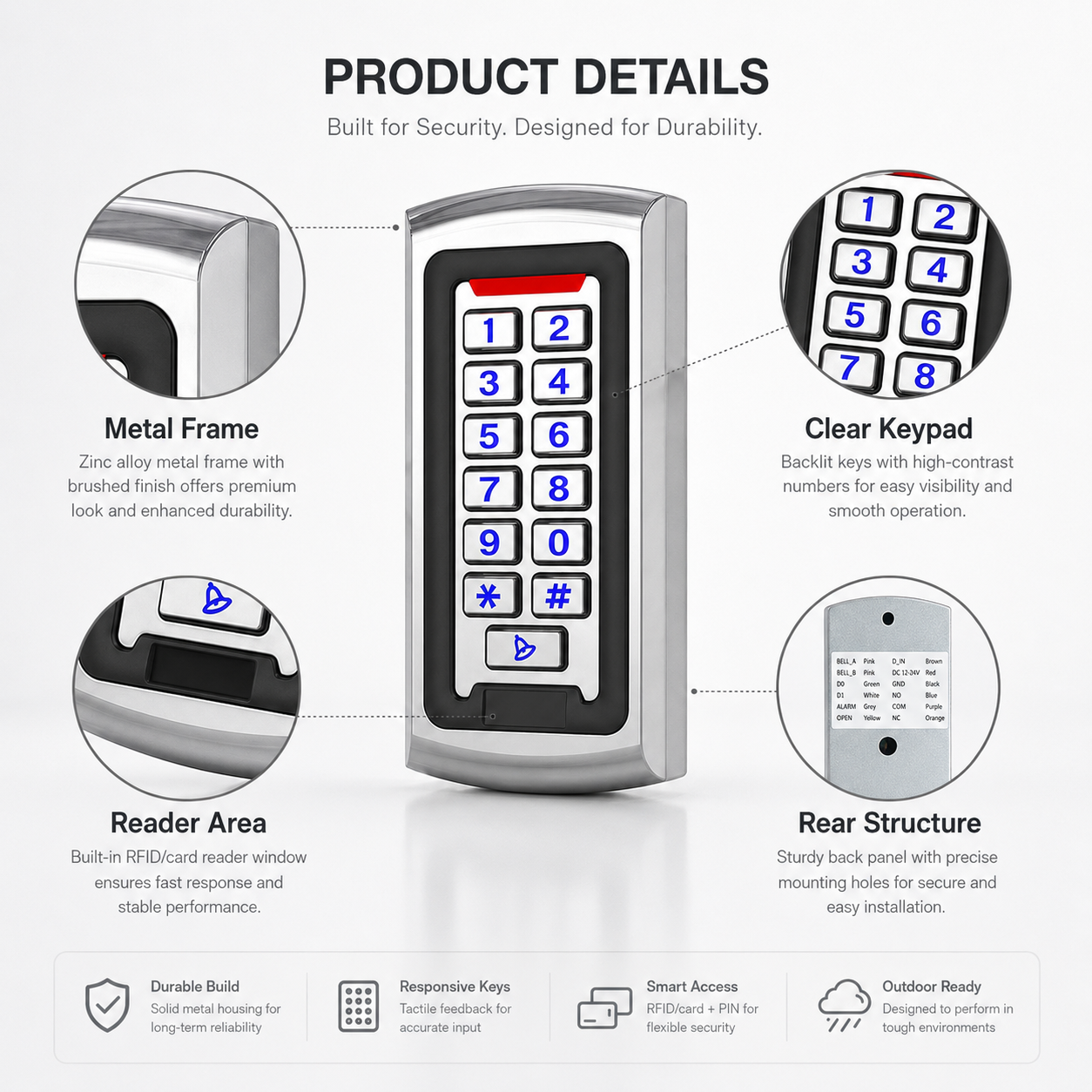Factory Direct IP68 Waterproof Metal Case 125KHz RFID EM Proximity Card PIN Keypad Standalone Door Access Controller Wholesale · image 3