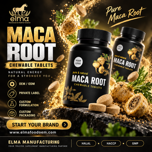 Suplemento de Extracto de Raíz de Maca Halal Elma Food, 60 Tabletas Masticables, Apoyo Energético para Hombres, Metabolismo, Circulación, GMP, HACCP - Product Image 1