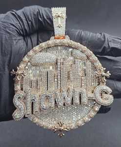 Rose Gold Plated Silver Moissanite Shawn-G Letter Pendant Iced Out Cross Hip Hop <b>Charm</b> for Men - Product Image 1