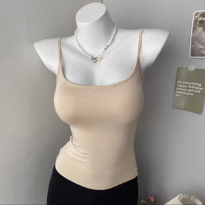 Custom Women's Seamless TankTop Spaghetti Strap Sleeveless <b>Square</b> Neck Stretch Ribbed Camisole Basic Slim Fit Summer Cami OEM - Product Image 5