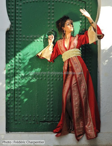 Modern Style Red <b>Kaftan</b> With Embroidery and Lace Work With Stylish Sleeves - Product Image 1