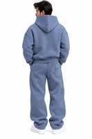 Ensemble de survêtement bleu ardoise oversize pour homme – Sweat à capuche et pantalon de jogging large – 2 pièces décontractées coupe ample style streetwear