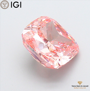 เพชรทรงสี่เหลี่ยมคุชชั่น น้ำหนัก 3.00 กะรัต พร้อมใบรับรอง IGI ความสะอาดระดับ VS1 สีชมพูแฟนซีสดใส เพชร CVD ผลิตในห้องปฏิบัติการ สำหรับเครื่องประดับเจ้าสาว - Product Image 5