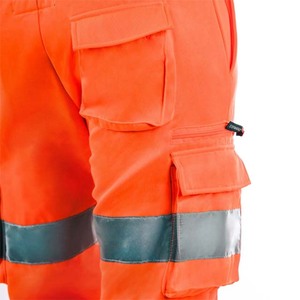 Custom Fluorescent Orange Silver Reflective Cargo Jogger <b>Pants</b> Men Multi Pocket High Visibility Workwear Private Label Clothing - Product Image 5