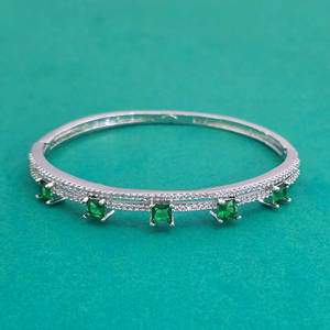 ผู้ส่งออกเครื่องประดับทำมือในอินเดีย กำไลข้อมือแบบเปิดได้ประดับเพชรแบบอเมริกัน ชุบโรเดียม 444049 - Product Image 5