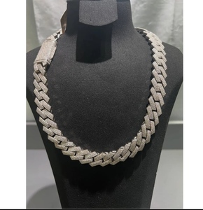 Top Selling Luxury Moissanite Diamond Cuban Chain <b>Necklace</b> for Rapper Streetwear Party Wedding Jewelry Available at Best Price - Product Image 1