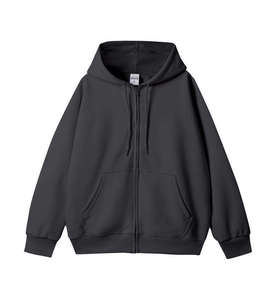 เสื้อฮู้ดซิปผู้ชาย สีพื้น ผ้าฝ้ายฟลีซ สวมใส่สบายๆ สำหรับฤดูใบไม้ร่วง มีกระเป๋า ดีไซน์เรียบง่าย ทรงปกติ ผ้าถัก - Product Image 3
