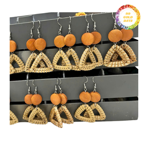 High Quality Handmade Rattan Earrings For Women Summer Style Lightweight <b>Accessories</b> For <b>Beach</b> Travel Outfits Wholesale - Product Image 4