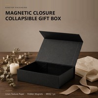 Boîte cadeau rigide personnalisée pour bijoux, cosmétiques, bougies, fermeture magnétique, pliable, texture lin, papier, vente en gros, usine