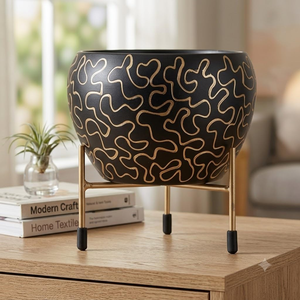 Maceta de Metal Pintada a Mano DPNT con Soporte, Maceta Decorativa Moderna para Interiores y Exteriores, Hogar, Oficina, Sala de Estar - Product Image 3